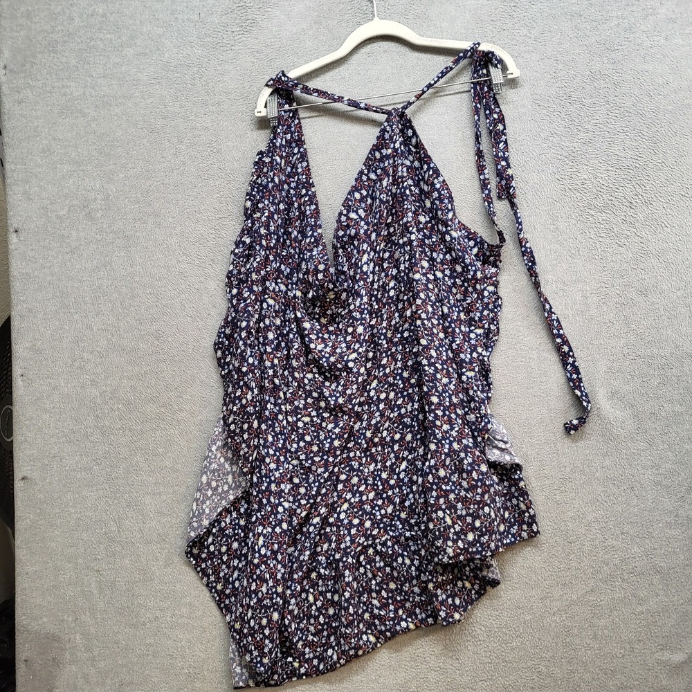 Madewell Women Dress Size 10 Blue Floral Sleeveless V-Neck‎ Midi